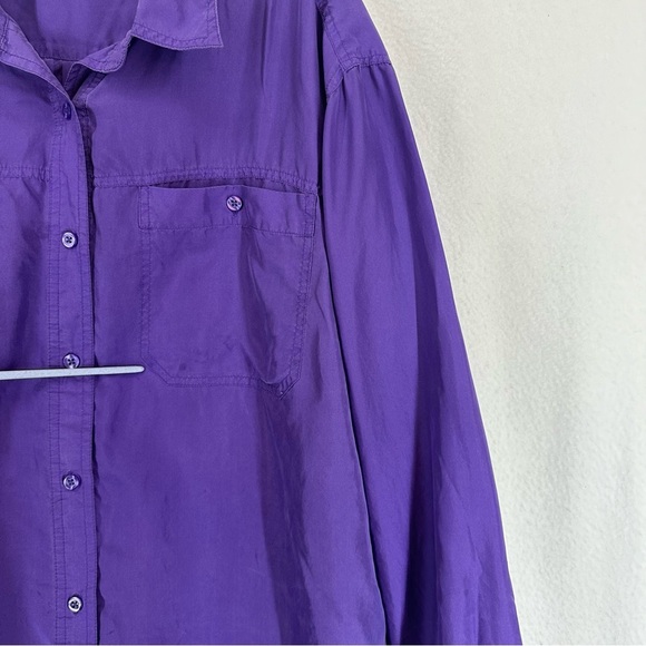 Silence + Noise Button Down Long Sleeve Top 100% Silk Womens Large Purple - Picture 7 of 13